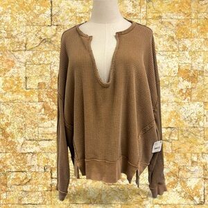 **NWT** We The Free Brown Ribbed Knit Top